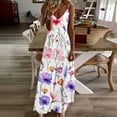 thumbnail image 2 of JSheng Womens Summer Dresses Floral Printed Summer Casual Printing V-neck Sleeveless Sling Dress Purple XXXL, 2 of 5