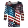 thumbnail image 4 of ZHUGeLI 4th of July Outfits for Women, Women's Fashion Three Quarter Sleeve Retro Round Neck Independence Printed Loose Tops Blouse Three Quarter Sleeve, American Flag Patriotic Outfits, 4 of 4