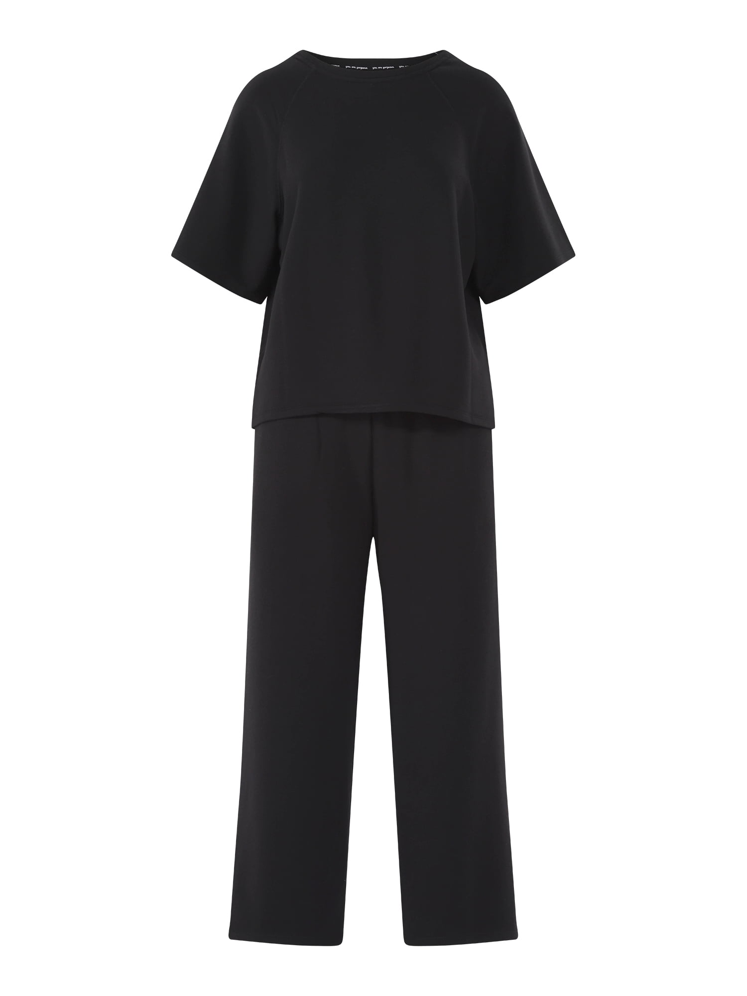Joyspun Women's French Terry Short Sleeve Top and Capri Pants Set, 2-Piece, Sizes XS-3X