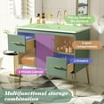 thumbnail image 7 of 36'' Bathroom Vanity with Resin Sink Combo Set, Modern Freestanding Single Bathroom Cabinet with 2 Drawers & 2 Storage Compartments, Solid Wood Frame Vanity Set with Metal Legs, Green, 7 of 7
