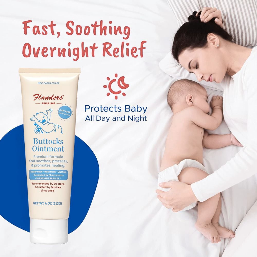 Flanders Buttocks Ointment Diaper Rash, Heat Rash and Chafing Ointment (2 Pack)