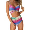 thumbnail image 1 of Women Criss Cross High Waisted String Floral Printed 2 Piece Bathing Suits, 1 of 2