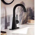 thumbnail image 3 of Moen 84021BL Ronan Matte Black One-Handle Single Hole Modern Bathroom Faucet with Deckplate & Drain, 3 of 4