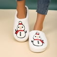 thumbnail image 2 of Xfvqtps Christmas Fuzzy Slippers for Womens Large Size Cute Snowman Print Memory Foam Thick Bottom Non Slip Indoor Outdoor Cozy House Warm Winter Fluffy Slippers White, 2 of 5