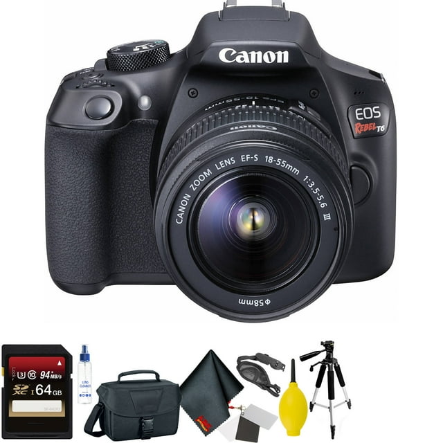 Cámara Canon EOS Rebel T6 DSLR con kit de lentes de 18-55 mm y 75-300 mm Bundle057