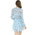 thumbnail image 6 of MODA NOVA Juniors Floral Printed Smocked Waist V Neck Long Sleeve Chiffon Dresses, 6 of 7