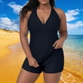 thumbnail image 2 of Ahdbta Plus Size Tankini Swimsuit for Women Two Piece Tummy Control Bathing Suit Halter Blouson Swim Tops with Boyshorts Swimwear, 2 of 8