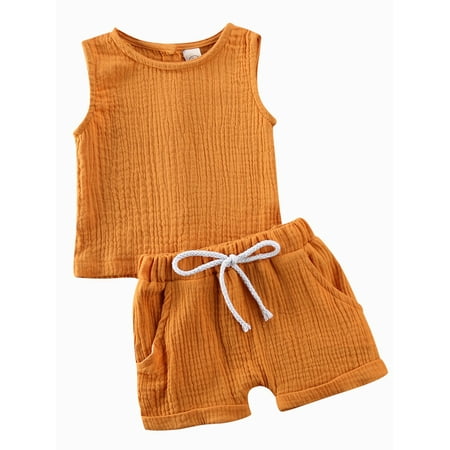 

Farrubbyine8 2Pcs Toddler Baby Girls Summer Sleeveless Vest Tank Top Shorts Set
