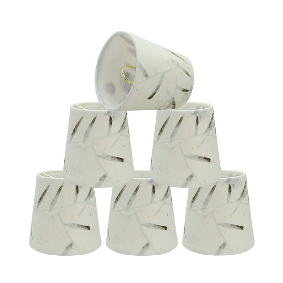Aspen Creative 32720-6 Small Hardback Empire Shape Chandelier Clip-On Lamp Shade Set (6 Pack), Transitional Design in Off White, 4" bottom width (3" x 4" x 4")