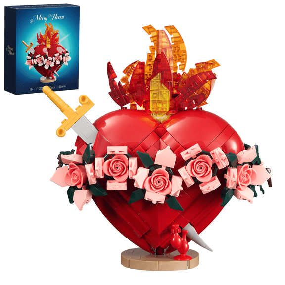 Sacred Heart of Mary Building Block Set Compatible with Lego Jesus Toy Decoration for Prayer Room, Christian, Easter, Religious for Adults