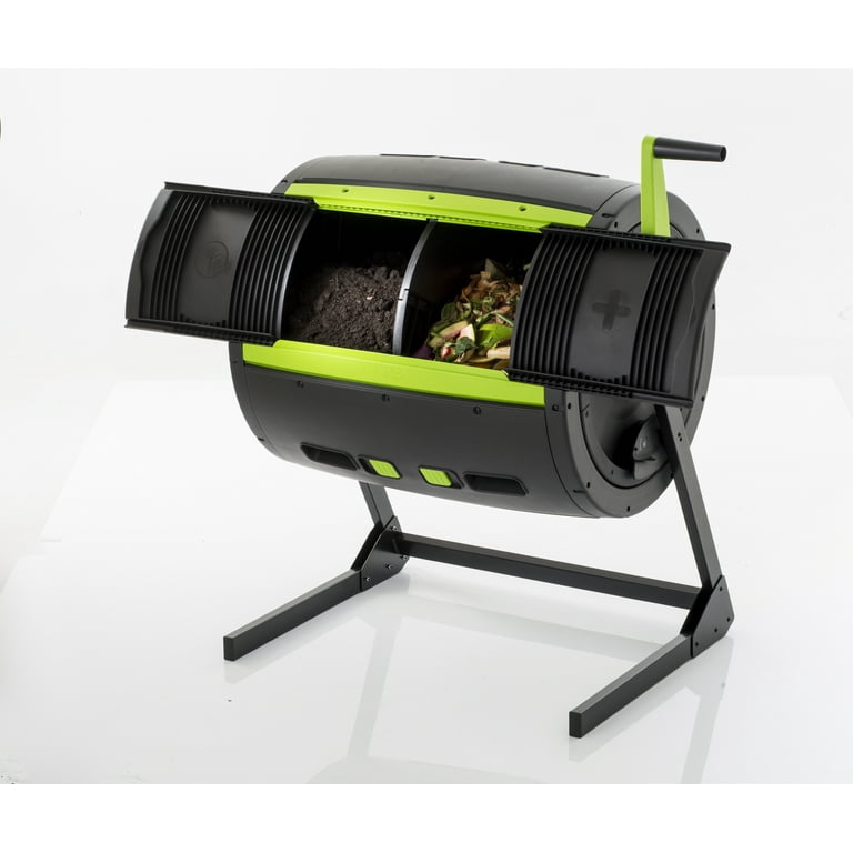 MAZE Outdoor Large Dual Rotating Plastic Compost Tumbler, Two