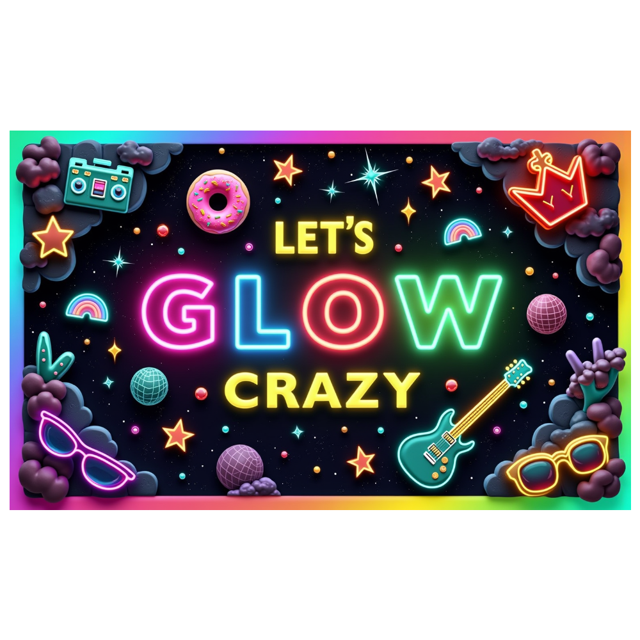 Neon Lights Glow Party Banner Retro Design Disco Theme for Birthday Party Indoor Decoration Dance Event