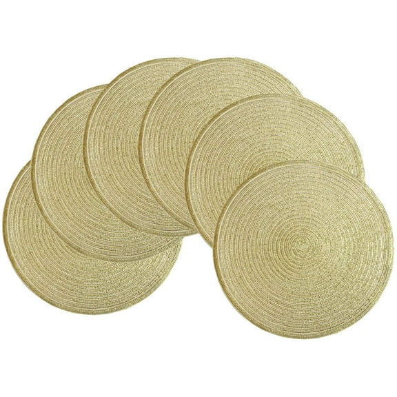 Casewin Round Braided Placemats Set of 4 Round Table Mats for Dining Table 15 inch Festival Place Mat (Grown, 4)