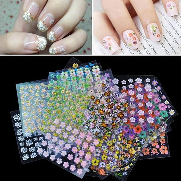 30 Pcs Floral Design Manicure Transfer Nail Art Tips Stickers Decals 3D Flowers Beauty Tickers For Nails