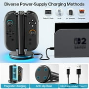 Switch 2 Controller Charger for Joy-pad 2, Joycon 2 Charging Dock for Any Direction Charging, 9 Light Modes Switch 2 Joycon Charger Station for Wii Case & Storage