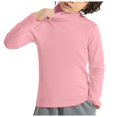 thumbnail image 4 of Long Sleeve Turtleneck Boys Girls Turtleneck Soft Cotton T-Shirts Solid Color Warm Tee Tops Toddler White Tshirt Kids White T Shirt Pink 7-8 Years, 4 of 6