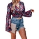 thumbnail image 4 of Txlixc Blusa de manga larga para mujeres, flor / patrón geométrico / vendaje impreso leopardo Txlixc moda, 4 of 8