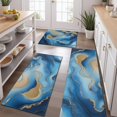 thumbnail image 2 of Blue Marble Gold Wave Pattern Kitchen Rugs Sets Of 3,Kitchen Runner Rugs Non Skid Washable,Decorative Kitchen Floor Mats for Kitchen,Sink,Laundry,17"x30"+ 17"x47" + 17"x59", 2 of 6