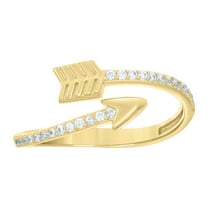 10kt Real Yellow Gold Womens Cubic-Zirconia Love Arrow Ring