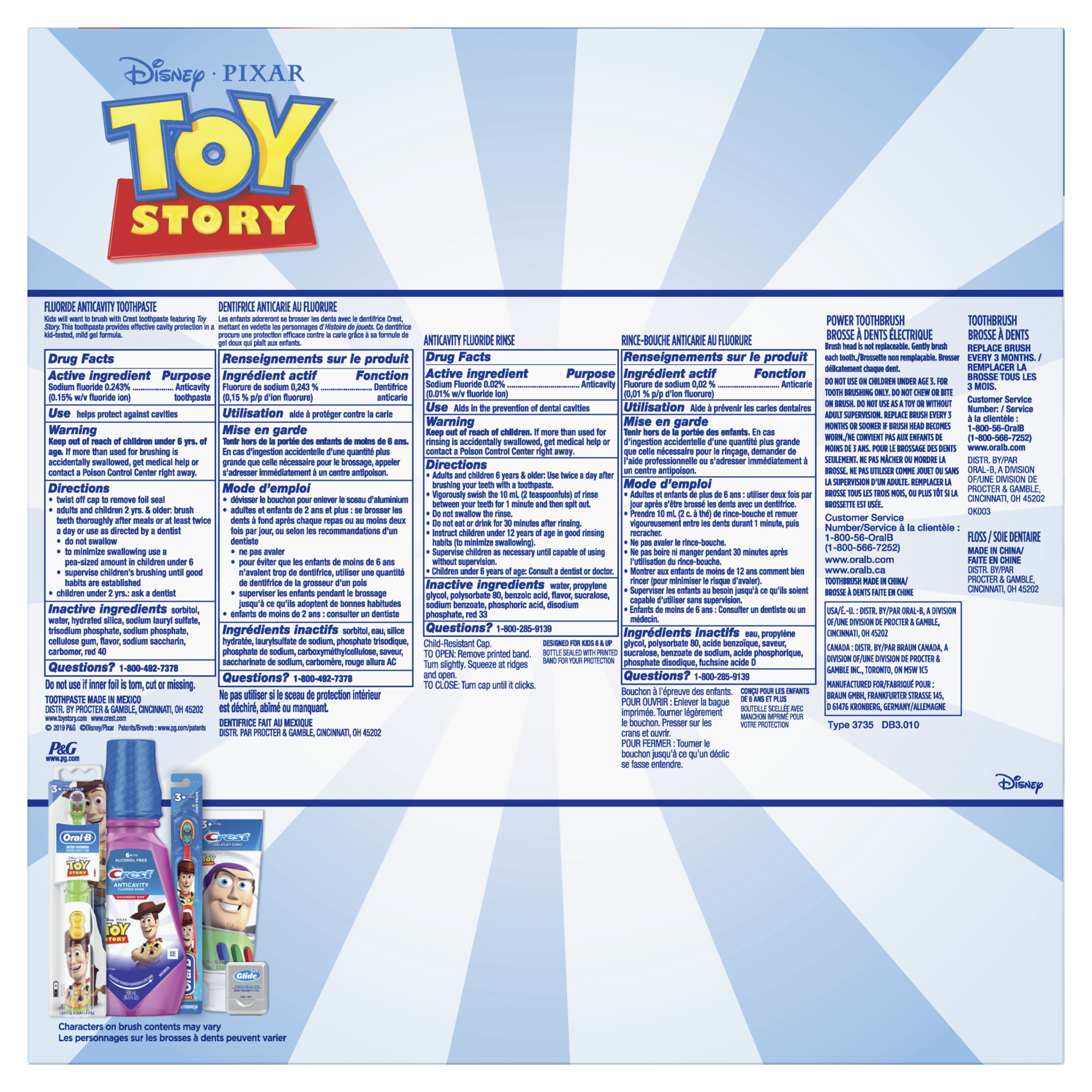 Crest & Oral-B Kids Disney Pixar Toy Story Gift Pack with Power and Manual Toothbrushes, 4.2 Oz Toothpaste, 16.9 Fl Oz Mouthwash and Floss - image 3 of 12