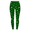 thumbnail image 4 of lcziwo Holiday Sales, Women's St Patricks Day Running Leggings Trendy Shamrock Clover Print Soft Stretchy Yoga Pants Casual High Waisted Tummy Control Tights Green L, 4 of 6