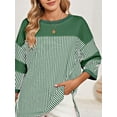 thumbnail image 6 of Cotton Stripe Color Block Half Quarter Sleeve Top, 6 of 9