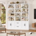 thumbnail image 6 of Hiphuta 71" Tall Triple Row 4-Tier Bookcase with 12 Open Cubes, 59" Wide Extra Large Display Bookshelf with 4 Doors and 2 Drawers, for Office Living Room, White, 6 of 9