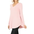 thumbnail image 3 of Zenana Women's Relaxed Fit Long Sleeve V-Neck Round Hem Jersey Tee Shirt Top, 3 of 4