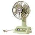 thumbnail image 2 of Aesthetic Retro Desk Fan with Digital Display – USB Rechargeable Quiet Table Fan, Portable Mini Cooling Fan for Dorm Room, Office, Bedroom & Study Desk, Green, 2 of 6