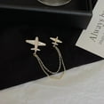 thumbnail image 3 of Dainty Airplane Brooch Pin for Women Cubic Zirconia Rhinestone Chain Tassel Aircraft Plane Lapel Brooches Pins, 3 of 6