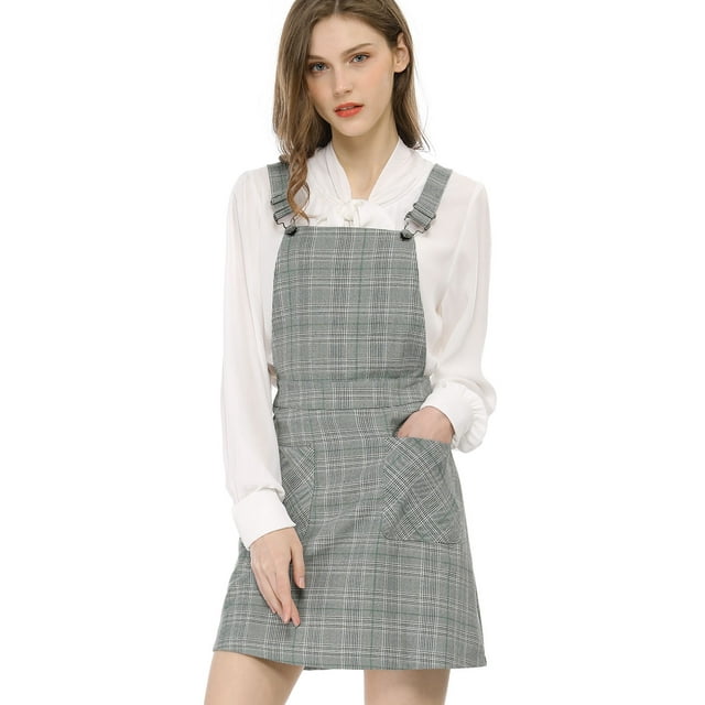 INSPIRE CHIC Robe Salopette à Carreaux pour Femme à Bretelles Ajustables