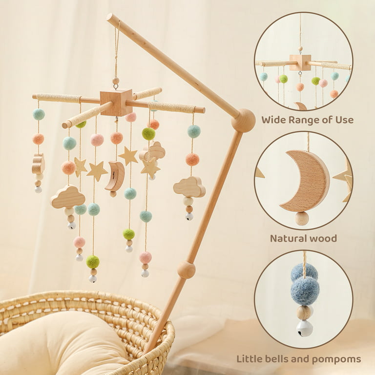 Baby Crib Mobile - HBM Colorful Moon Baby Mobile Nursery Mobile Bed Bell with Music