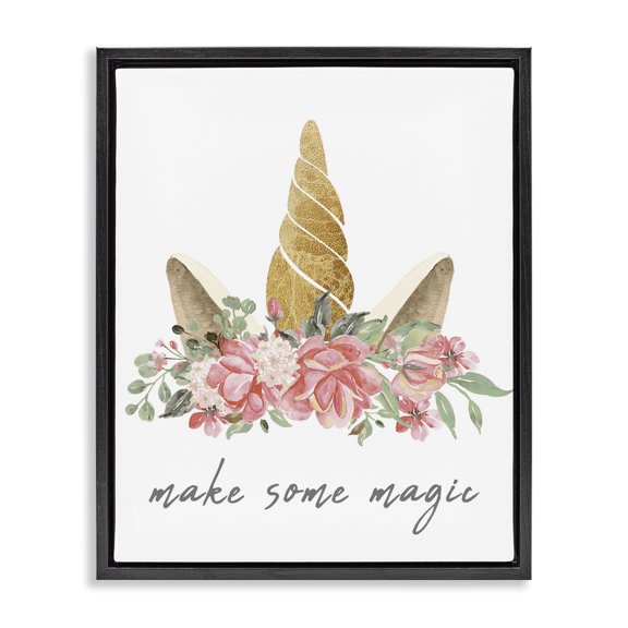 Stupell Industries Eclectic Make Some Magic Unicorn Black Floating Frame Canvas Art, 17 x 21, by Lil' Rue