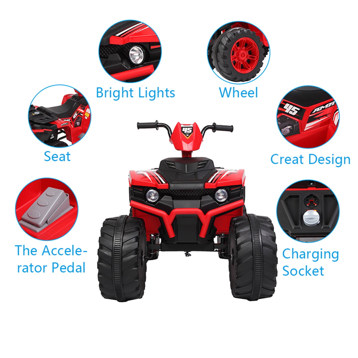 CIPACHO 12V ALL Terrain Vehicle Dual Drive Battery Kids Ride On Cars without Remote Control with Slow Start, Red CIPACHO 12V ALL Terrain Vehicle Dual Drive Battery Kids Ride On Cars without Remote Control with Slow Start, Red