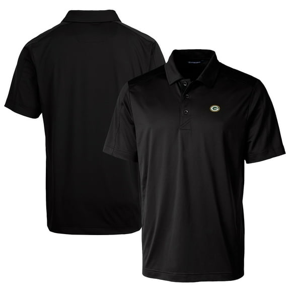 Men's Cutter & Buck Black Green Bay Packers Prospect Textured Stretch Big & Tall Polo