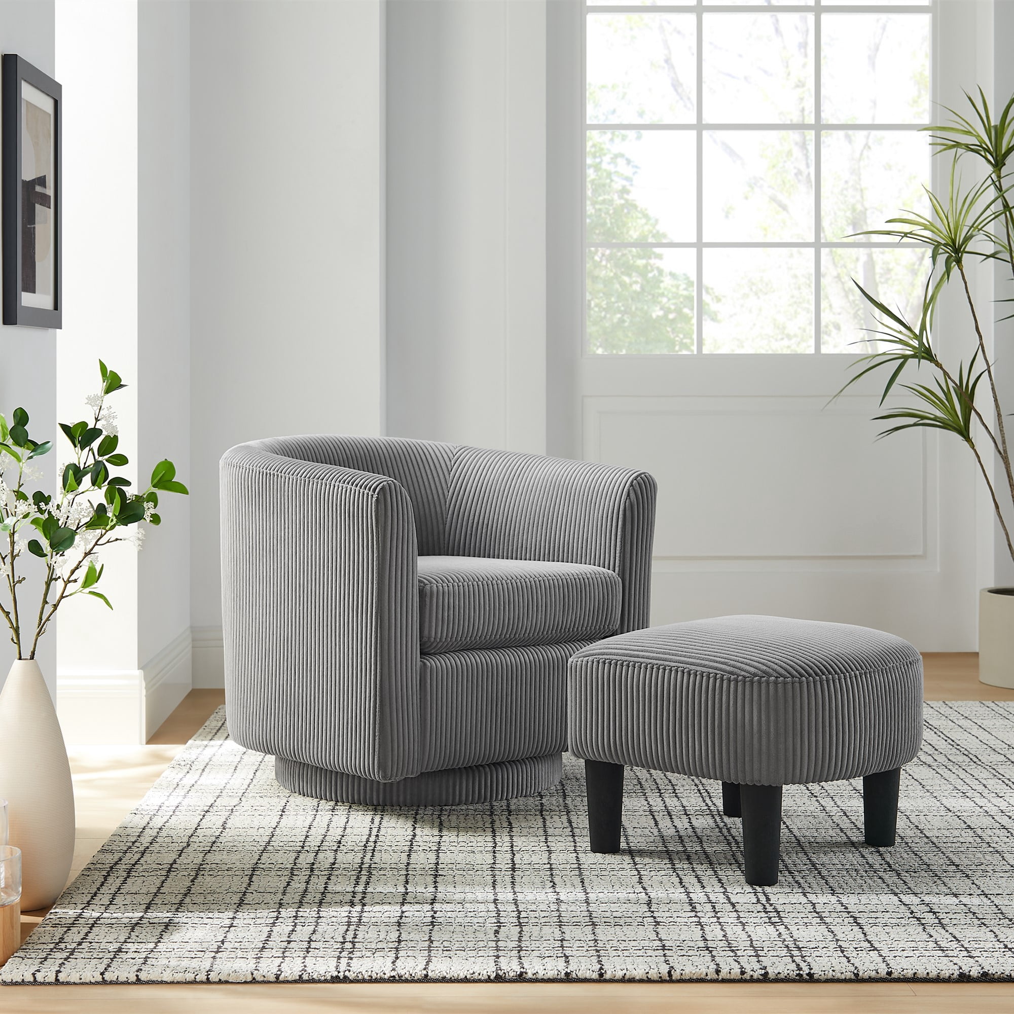 Swivel Accent Chair 360° Comfy Recliner Corduroy Arm Chair