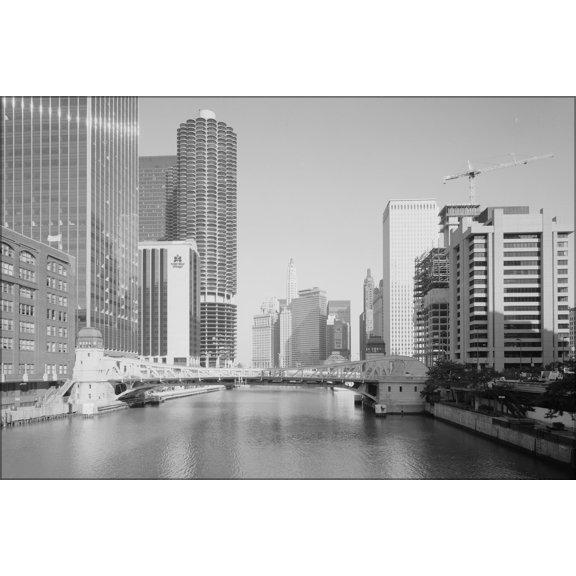 24"x36" Gallery Poster, Chicago River Clark Street Bascule Bridge