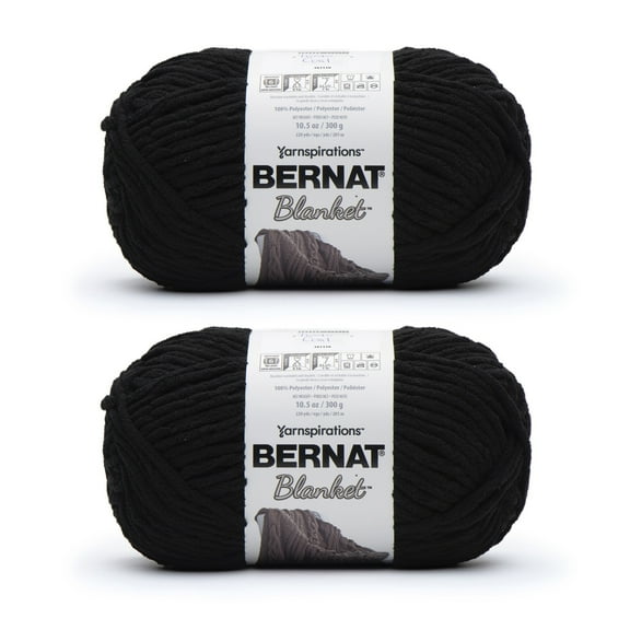 Bernat Blanket Super Bulky 100% Polyester Black Yarn, 2 Count