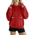 thumbnail image 2 of Red Womens Tops Womens Oversized Hoodies Fleece Sweatshirts Casual Comfy Tops Fall Fashion Outfits 2025 Cute Clothes with Pockets Fall Outfits for Women 2025, 2 of 6