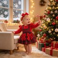 thumbnail image 2 of HCNTES Girls Clothes First Christmas Baby Girl Outfit Plaid Clothes Long Sleeve Romper Overall Skirt Dress Cute Fall Winter Outfit Girls Cute Christmas Clothes, 2 of 6