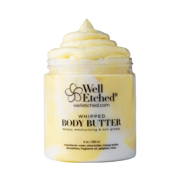 Lemon Meringue Body Butter | Handcrafted Non-greasy Whipped Shea & Mango|Fast Absorbing Natural Mositurizer Lotion Cream Chapped Hands, Dry Skin, Stretch Marks, Eczema, After Sun, Hydrating Skincare