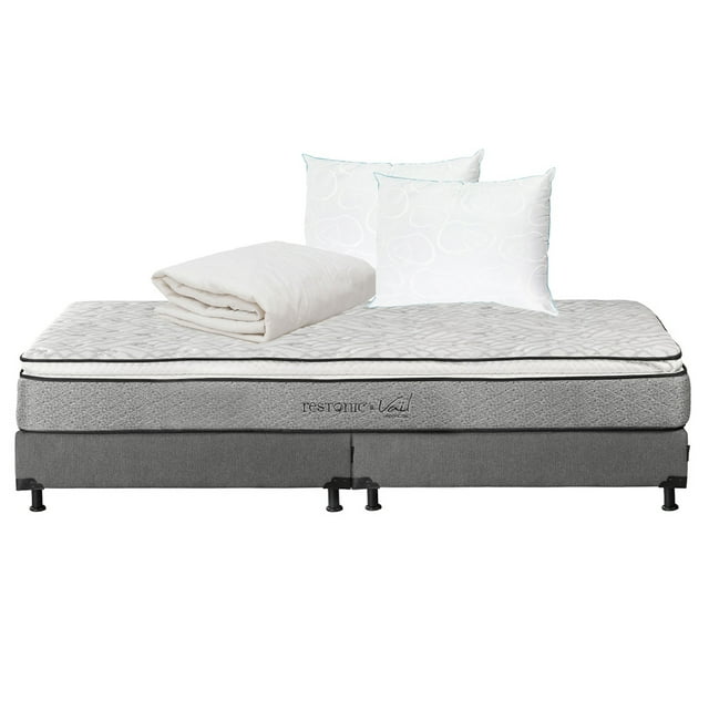 Colchón King Size Restonic Vail + Box + Almohada Osos 2 + Protector Spring Air