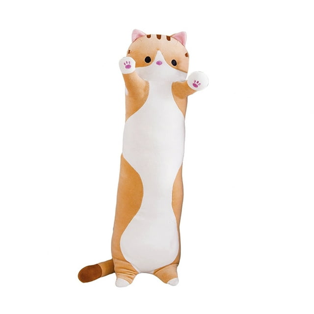 Jouet Poupée Mignon en Forme de Chat de Dessin Animé Jouet en Peluche Coussin Long pour Dormir Cadeau Décoratif
