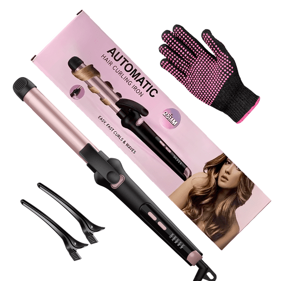 Mifanstech 1 Inch Negative Ion Curling Iron, Extra-Long Ceramic Auto-Rotating Curler, 5 Heat Settings Up to 428°F, Moisturizing Tech for All Hair Types, 30M Auto Shut-Off Travel Friendly