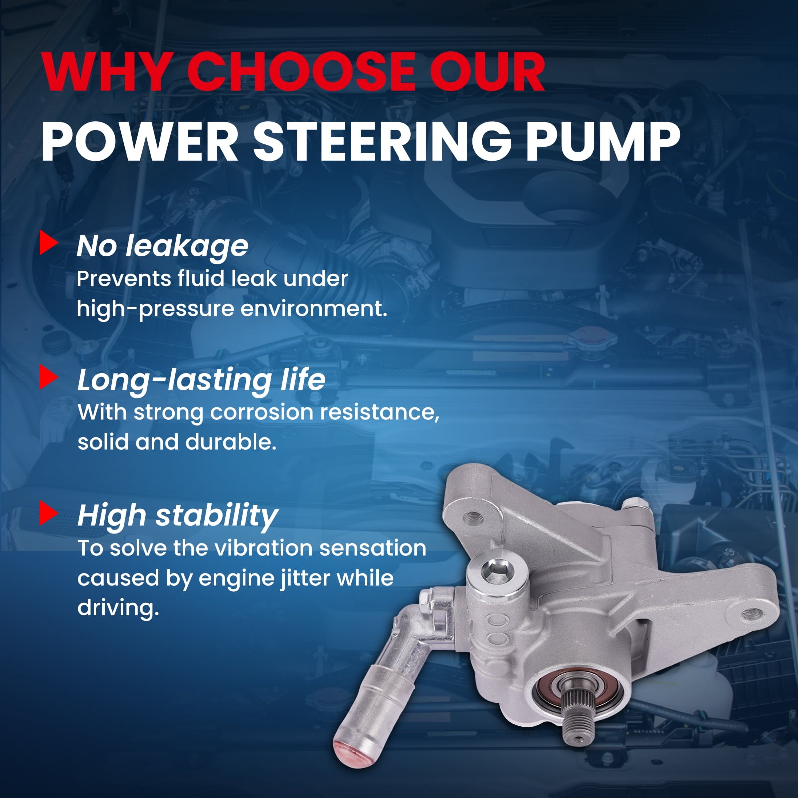 MOCA AUTOPARTS Power Steering Pump Fit for 1999-2003 Acura TL V6 3.2L & 2001-2003 Acura CL V6 3.2L & 2003-2004 Honda Pilot V6 3.5L