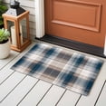 thumbnail image 4 of 2x3 Ft Entryway Area Rug, Blue Brown Plaid Kitchen Rug Runner Washable Floor Mat, Modern Abstract Striped Gingham Checked Non Slip Indoor Door Mat Throw Carpet for Bathroom Living Room Bedroom, 4 of 8