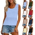thumbnail image 2 of Gsakboxl Womens Tank Tops 2026 Women Hollow Out Crochet Wave Trim Sleeveless Knit Tank Top Loose Fit Breathable Summer Resort Beach Vacation Outfit Camisole Vest White M, 2 of 7