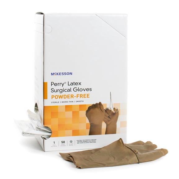 McKesson Perry Disposable Sterile Latex Surgical Glove Standard Cuff Length SIZE 9 20-1390N 50 per Box