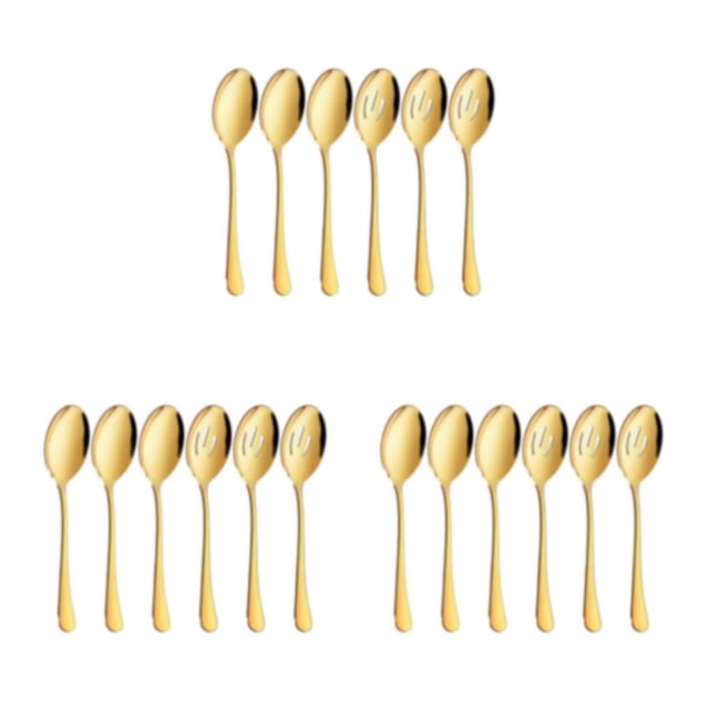 Wweixi 6pieces Lightweight And Portable Stainless Steel Set For Easy Dining On Go Stainless Steel Spoons Easy To Clean golden 3Set