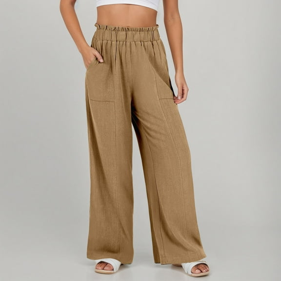 XINXIAOO Womens Trousers Casual Pants for Women Brown Baggy Pants Women Lounge Pants for Women Elastic Pants for Women with Pockets Womens Fall Pants